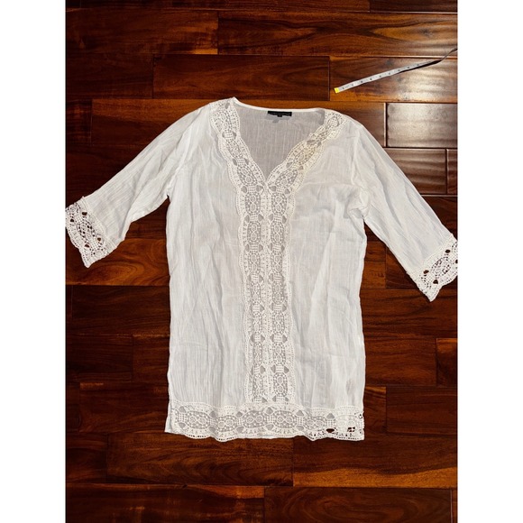 Club Z Collection Tops - Club Z Collection Tunic Women Small White Excellent Cotton Crochet Lace Boho Top